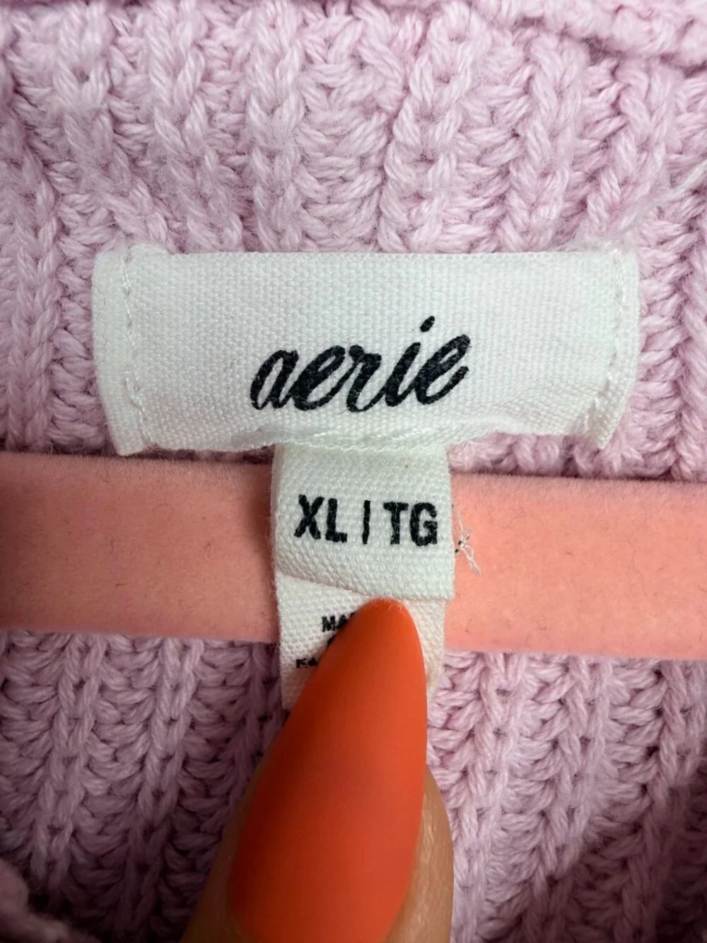 2/$30 Aerie Chunky Ribbed Quarter Zip Sweater Drop Shoulders Lilac XL #A3269